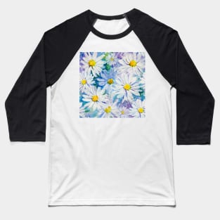 Wild Daisies Mixed Media pattern Baseball T-Shirt